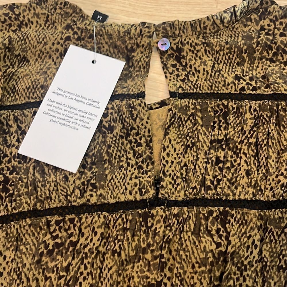 NWT Rails Faren Long Sleeve Ruffle Mini Dress In Sepia Python Size Medium - Picture 7 of 7